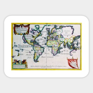 Nicholas de Fer - Universal Map 1702 -   Ancient Worlds Sticker